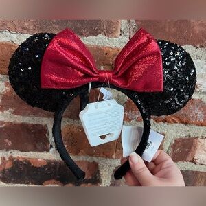 Disney Parks Classic Sequin Minnie Mouse Headband Ears Bow NEW